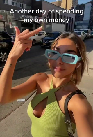6. Sexy Chantel Jeffries Shows Cleavage in Lime Green Crop Top in a Street
