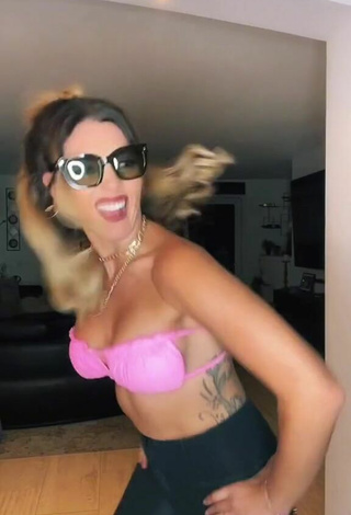 5. Sexy Aline Jost Shows Cleavage in Pink Bikini Top