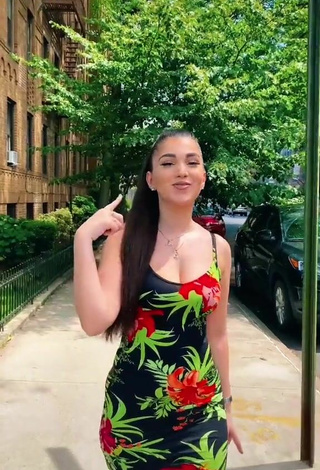 1. Sexy Enisa Shows Cleavage in Floral Dress in a Street
