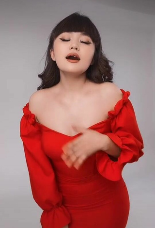 2. Sexy Asem Nygmetzhan Shows Cleavage in Red Dress