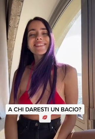1. Cute Giulia Penna Shows Cleavage in Red Bikini Top