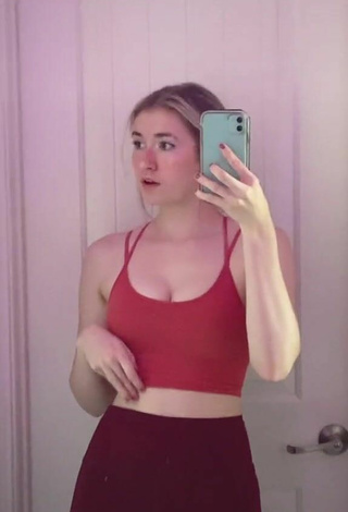 Amazing Sydney Shows Cleavage in Hot Red Crop Top