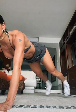 Sexy Bárbara de Regil in Grey Bikini Top while doing Fitness Exercises