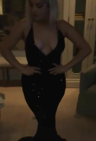3. Sexy Bebe Rexha in Black Dress