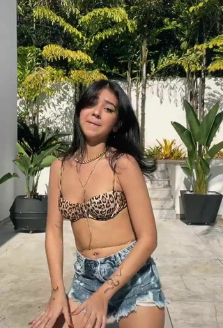 2. Erotic Rebeca Barreto in Leopard Bikini Top