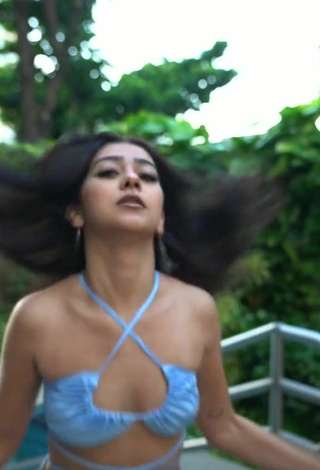 Beautiful Rebeca Barreto in Sexy Blue Bikini Top