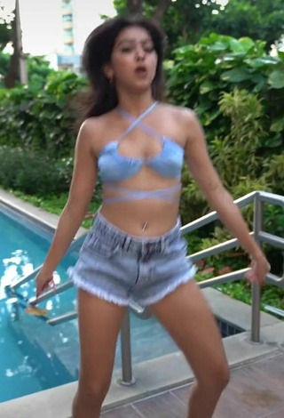 5. Sweetie Rebeca Barreto in Blue Bikini Top at the Swimming Pool