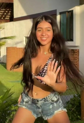 3. Cute Rebeca Barreto in Leopard Bikini Top