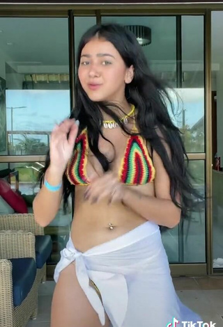 3. Sexy Rebeca Barreto in Striped Bikini Top