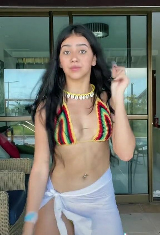 4. Sexy Rebeca Barreto in Striped Bikini Top