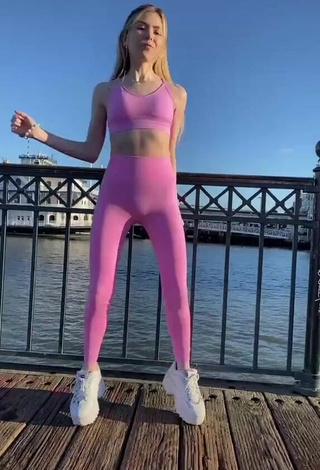 2. Sexy Bianki Place in Pink Sport Bra at the Seafront
