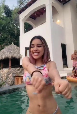 Seductive Brianda Deyanara Moreno Guerrero in Floral Bikini at the Pool