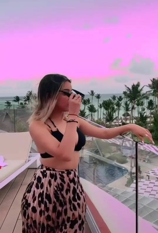 Sexy Brianda Deyanara Moreno Guerrero in Black Bikini Top on the Balcony