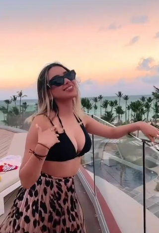 2. Sexy Brianda Deyanara Moreno Guerrero in Black Bikini Top on the Balcony