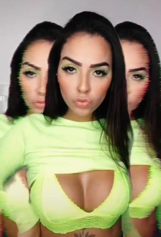 Hot Pamella Fuego Shows Cleavage in Lime Green Crop Top