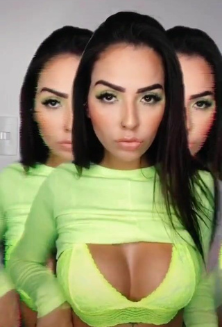 2. Hot Pamella Fuego Shows Cleavage in Lime Green Crop Top