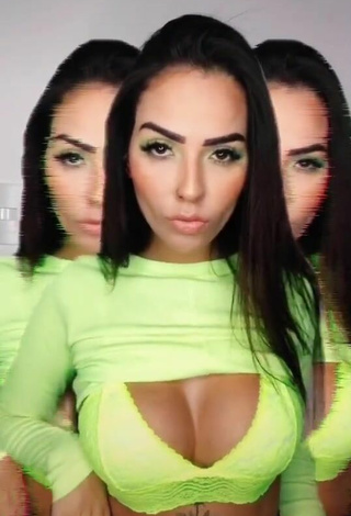 3. Hot Pamella Fuego Shows Cleavage in Lime Green Crop Top