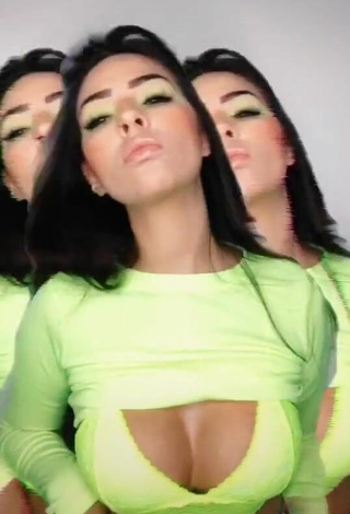 4. Hot Pamella Fuego Shows Cleavage in Lime Green Crop Top