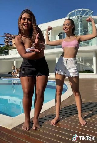 3. Sexy Camila De Almeida Loures in Pink Bikini Top at the Swimming Pool