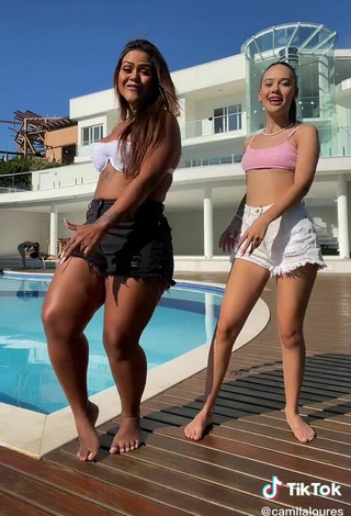 5. Sexy Camila De Almeida Loures in Pink Bikini Top at the Swimming Pool