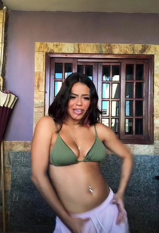 2. Sweet Maria Clara Garcia Shows Cleavage and Bouncing Boobs in Cute Olive Bikini Top