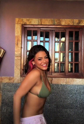4. Erotic Maria Clara Garcia Shows Cleavage in Olive Bikini Top