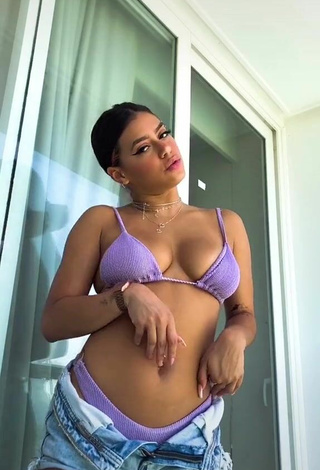 Sexy Maria Clara Garcia Shows Cleavage and Bouncing Boobs in Purple Bikini