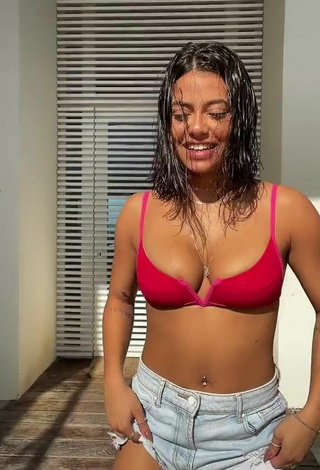 4. Sweetie Maria Clara Garcia Shows Cleavage and Bouncing Boobs in Red Bikini Top