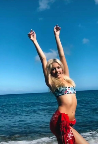 1. Hot Nicole Nuanez in Floral Bikini Top at the Beach