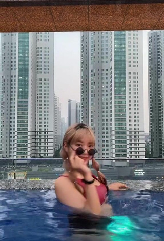 2. Sexy KEJIMIN in Pink Bikini Top at the Swimming Pool