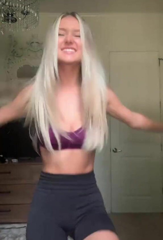Hot Brooklyn Gabby Shows Cleavage in Violet Sport Bra and Bouncing Boobs