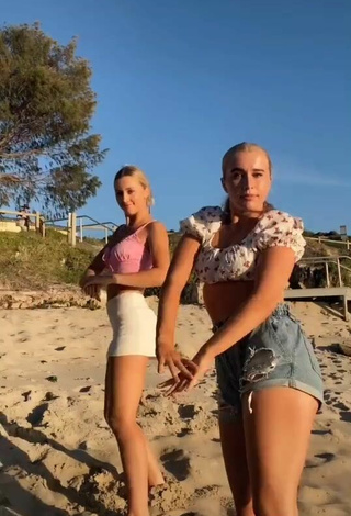 5. Sweetie Caitlin Cummins in Pink Crop Top at the Beach