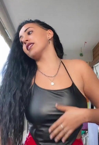 Sexy Carla Flila in Black Crop Top