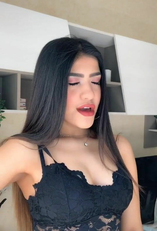 Beautiful Cassandra Tejada Shows Cleavage in Sexy Black Crop Top