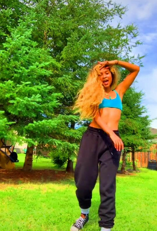 Hottest Cassidy J in Turquoise Crop Top