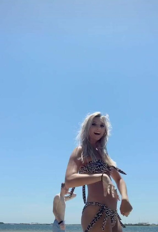 4. Beautiful Heather Dale in Sexy Leopard Bikini at the Beach