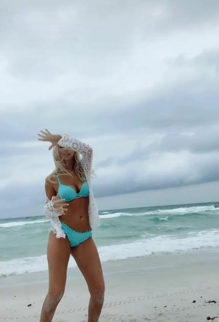 Cute Heather Dale in Blue Bikini at the Beach
