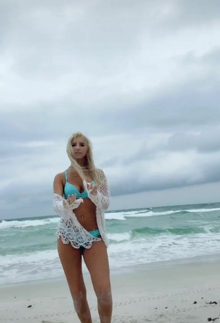 4. Cute Heather Dale in Blue Bikini at the Beach