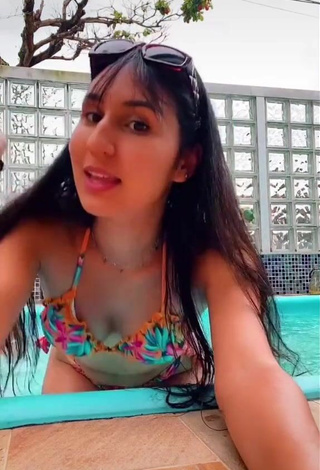 Hot Cinthia Rodrigues Shows Cleavage in Floral Bikini at the Pool