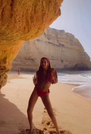 4. Sexy Constanza Ariza in Red Bikini at the Beach