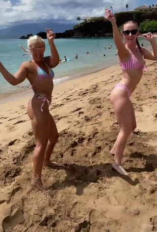 Hot Bailey McManus in Striped Bikini at the Beach