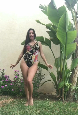 2. Sexy Danielle Haden in Floral Swimsuit