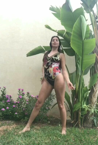 3. Sexy Danielle Haden in Floral Swimsuit