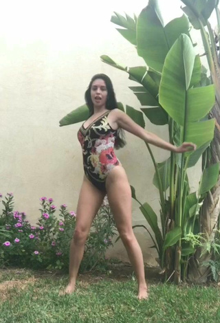 4. Sexy Danielle Haden in Floral Swimsuit