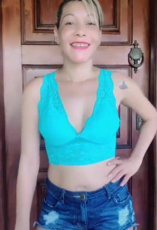 Sexy Daylana Espindola in Blue Crop Top