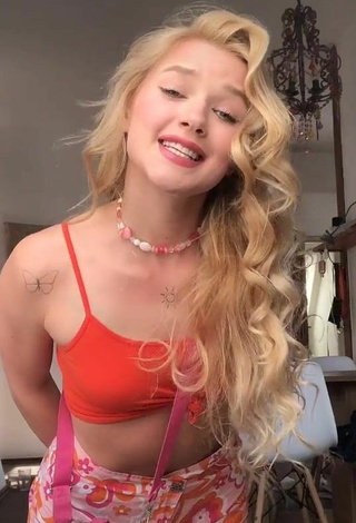 Sexy Emily Maiova in Orange Crop Top
