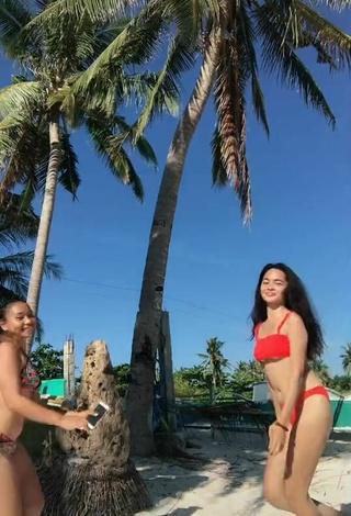 Hot Isabel Luche in Orange Bikini at the Beach