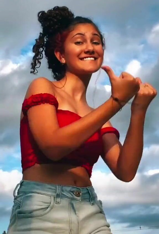 6. Cute Isabela Shows Cleavage in Red Crop Top