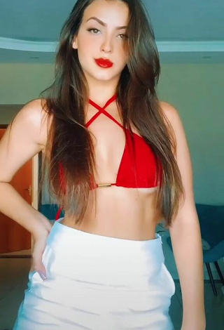 2. Really Cute Isa Pinheiro Shows Cleavage in Red Bikini Top