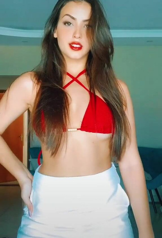 4. Really Cute Isa Pinheiro Shows Cleavage in Red Bikini Top